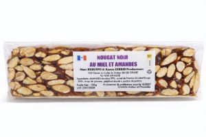 nougat noir au miel et aux amandes